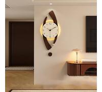 Scumlovy Horloge murale décorative, silencieuse et créative, art élégant avec lumière, avec mouvement silencieux, pour couloir et salon (noyer, 25 x 63 cm)