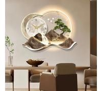 Scumlovy Horloge murale moderne 3D décorative, horloge silencieuse créative avec lumière LED, alimentation enfichable, décoration à suspendre, pour chambre, cuisine, maison, bureau, école, hôtel