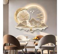 Scumlovy Horloge murale moderne 3D décorative, horloge silencieuse créative avec lumière LED, alimentation enfichable, décoration à suspendre, pour chambre, cuisine, maison, bureau, école, hôtel