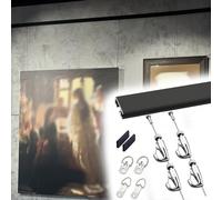 Scumlovy Kit d'accrochage de Tableaux de 2, 3, 4, 5 et 6 Pieds, système d'accrochage d'affiches et d'art Mural en Aluminium, Rail d'affichage Photo Flexible avec Accessoires pour Studio/Maison (Rail