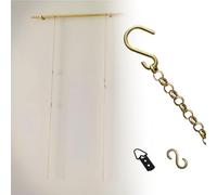 Scumlovy Système de Suspension pour Cadres Photo avec Tringle, Fil de Laiton, Corde de Suspension de 1 m, Anneau en D et Crochet en S, chaîne dorée réglable pour Suspendre Panneaux d'avertissement/AF