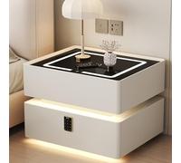 Scumlovy Verrou à combinaison pour table de nuit, table de chevet avec lumière, charge sans fil, lumière LED moderne, capteur de table de chevet moderne, convient pour les bureaux, les chambres (Colo