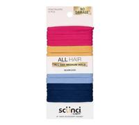 Scunci Lot de 12 élastiques à cheveux sans dommage, super confortables, sans métal, tous types de cheveux, élastiques doux, couleurs assorties - Rose, moutarde, bleu ciel, bleu marine, tenue douce