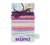 Scunci Lot de 15 bandeaux élastiques sans dommage dans des textures assorties, des styles et des couleurs vives et neutres