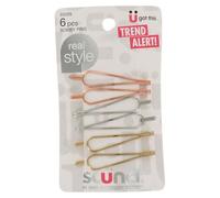 Scunci Trend Alert Lot de 6 épingles à cheveux en métal de style réel - Épingles à cheveux en forme de U or rose, argent et or - Épingles à cheveux élégantes antidérapantes pour femmes, adolescentes