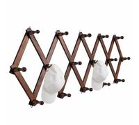 SCUNDA Porte-chapeaux Porte Manteau Mural Extensible avec 16 Crochets, Support Mural en Bois de 40,6 cm pour Chapeaux, Casquettes de Baseball, Chapeau de Cowboy, Sac, Sweat à Capuche (Marron)