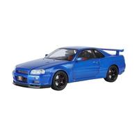 SCVWKAJA Véhicule Réplique Fidèle De Voiture 1:18 pour Nissan GTR R34 Modèle De Voiture Miniature en Alliage Artisanal Moderne Collection De Véhicules Ornements Véhicules à Moteur(Blue)