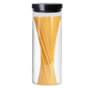 SCWBOEII Récipient de conservation en verre avec couvercles pour spaghettis, pâtes 1,8 l - 30,5 cm de haut avec couvercle en plastique pour pâtes, spaghettis, céréales