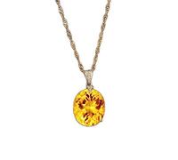 SCWZZWSY Bijoux de filles 925 Collier de pendentif pour femmes Engagement de mariage de chaîne citrine jaune Valentin faite en chinois décorations
