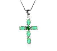 SCWZZWSY Bijoux de filles Blanc Green Orange Orange Cross Pendante Colliers de pierre de naissance pour les femmes