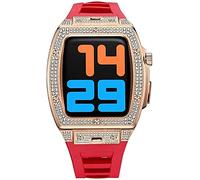 SCWZZWSY Bling Diamond Watch Cover Cover Case Modification Kit , pour 45 mm 44 mm STRAPE REFFICATION BIJELRIE MÉTAL FEMMES , pour Iwatch SE 8 7 6 4 5 4 Band de remplacement