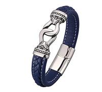 SCWZZWSY Bracelet de charme de Noël masculin, bracelet tissé masculin avec bracelet de gravure en acier inoxydable avec fermoir magnétique, longueur 16,5 cm, fausse, sans zircone