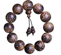 SCWZZWSY Bracelet de perles, bracelet de perles de prière, bracelet en bois bouddhiste tibétain perles faites à la main prière mala élastique avec gourde pendante macrame texture unique