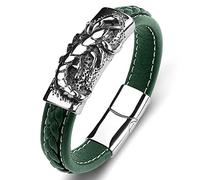 SCWZZWSY Bracelet punk pour homme - Bracelet à breloques de Noël - Scorpion - Vert - En acier inoxydable - Longueur du fermoir magnétique : 18,5 cm - Cadeau parfait