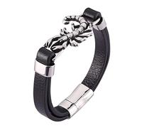 SCWZZWSY Bracelets à charme pour hommes, bracelets bracelet de crâne homme avec bracelet de gravure en acier inoxydable avec fermoir magnétique