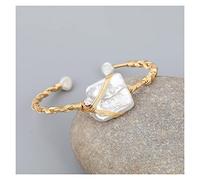 SCWZZWSY Bracelets pour femmes turquoises naturelles bunky perles bracelet manchette en or pour femmes Baroques perles perles bracelet ouvrir des bijoux