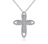 SCWZZWSY Fashion blanc aaa cubic zirconia croix pendentif collations pour femmes conception spéciale croix collier coullaces