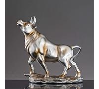 SCWZZWSY Lucky Wall Street Bull Art Statues, Resin Bull Figurine Art Decor, Wealth Bulls Statues, Sculptures Home and Office Ornement, Attirer la Bonne Chance, Bronze
