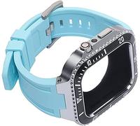 SCWZZWSY MOD KIT ALLIAGE ZINC POUR Série de boîtiers de bande 8 7 45 mm Slicone Strap Metal Cadre pour Iwatch SE 6 5 4 44 mm Ensemble de rénovation