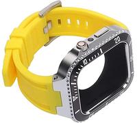 SCWZZWSY MOD KIT ALLIAGE ZINC POUR Série de boîtiers de bande 8 7 45 mm Slicone Strap Metal Cadre pour Iwatch SE 6 5 4 44 mm Ensemble de rénovation