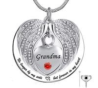 SCWZZWSY Pas plus à mes côtés, mais pour toujours dans mon cœur en acier inoxydable Memorial Cremation Urn Pendants Collier pour cendres - Grand-mère