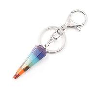 SCWZZWSY Pierre naturel 7 Chakra Pendant Dowsing Natural Pendule Colliers arc-en-ciel en couches Spiritue-E-3 sans chaîne