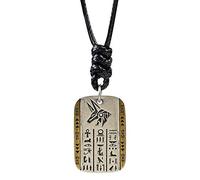 SCWZZWSY Two Tone 925 Silver Sterling Ancient Egyptian Dieux Anubis Horus Collier pendant avec des hiéroglyphes pour hommes Femmes de 60 cm Chaîne