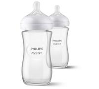 Philips Avent Natural Response Biberon En Verre 240ml +1 Mois Débit 3 2 Pièces (SCY933/02)