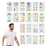 scyca Autocollants brillants, autocollants phosphorescents, 20 feuilles d'autocollants pour le visage de maquillage d'Halloween, autocollants floraux fluorescents multi-usages, autocollants de bras