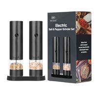 scyca Ensemble de moulin électrique à sel et à poivre électrique - Moulin à poivre et sel électrique - Moulin à piment avec lumière LED - Moulin à poivre rechargeable, moulin à poivre automatique,