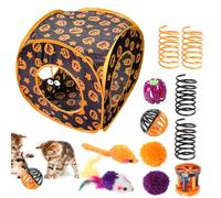 scyca Jouets pour chatons, chatons domestiques, ensemble de dés d'herbe à chat pour Halloween, tunnel de jeu interactif pour chats, chiots, chatons et petits