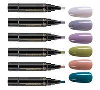 scyca Lot de 6 vernis à ongles gel pour femme - Séchage rapide - 6 couleurs - Pas de vernis à ongles gel UV - Stylos de bricolage - Aide à la manucure