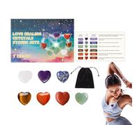 scyca Pierres d'amour en forme de cœur | 7 petites pierres avec pochette en velours, décoration de la maison pour la fête des mères, méditation, bureau