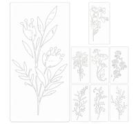 scyca Pochoirs de fleurs à peindre sur bois, pochoirs à peindre, pochoirs floraux vifs 8 pièces pour peindre sur bois | Pochoirs de fleurs, pochoirs de peinture réutilisables