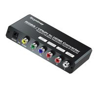 Scyniney Convertisseur RGBS Composant vers HDMI Scaler Convertisseur RGBS YPbPr vers HDMI avec fonction de mise à l'échelle, compatible avec entrée 240P pour PS1/PS One/PS2/NGC/Wii/DVD/VHS/VCR
