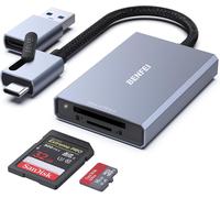 SD 4.0 Card Reader, 2-in-1 USB-C/USB-A Memory Card Reader for SDXC, SDHC, SD, MMC, RS-MMC, Micro SDXC, Micro SD, Micro SDHC, UHS-II and UHS-I Cards