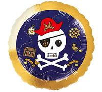 ballon aluminium rond pirate carte aux trésors 43cm bleu - 4331975 Bleu G