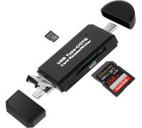 SD Card Reader, 3 in 1 USB 2.0 and USB C Adapter SD/Micro SD Memory Card,ABS Micro SD USB Card Reader for Micro SD/SDHC/SDXC/MMC, Compatible with Mac, i-Phone 15, Camera, Android