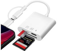 SD Card Reader, 3 in 1 USB C to Micro SD/TF SD Card Adapter, External Memory Card Readers, Micro SD/SD Card Reader/Type-C Charge for iPhone/iPad/Android