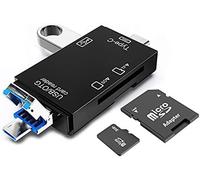 SD Card Reader, 6 in 1 USB C/Micro/USB Memory Reader Camera Reader SD Micro SD SDXC MMC SDHC OTG Adapter Compatible for MacBook Computer Android Tablet