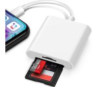 SD Card Reader for iPhone, iPad, 2 in 1 Memory Card Reader, Micro SD to Lightning Card Adapter, Camera Card Viewer with SD and TF Card Slots, Plug