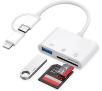 SD Card Reader for iPhone iPad USB C SD Card Reader with Dual Micro SD and SD Card Slot and USB Port, Photographic Memory Card Adapter, SD Card Adapter