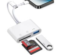 SD Card Reader for iPhone, SD Card Reader USB C 3 in 1 with USB, SD Card Adapter USB C Card Reader for iPhone 16/15/14/13/iPad/Samsung/Camera