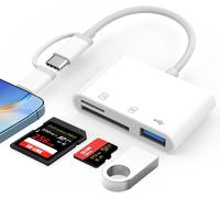 SD Card Reader for Phone/Pad/Camera, 3-in-2 SD Card Adapter for Phone, External Memory Card Readers, SD Card Adapter, SD Card Reader for Phone