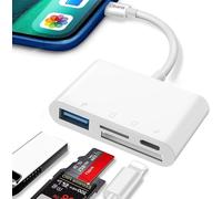 SD Card Reader for Phone Pad, Camera SD Card Reader 4 in 1 with Dual Slot for Micro SD/TF, USB Port, Photography Memory Card Adapter, Charging and