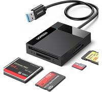 SD Card Reader USB 3.0 CF Memory Card Adapter Hub 5Gbps Read 4 Cards Simultaneously for UHS-I CFI,TF,SDXC,SDHC,SD,Micro SD,Micro SDXC,Micro SDHC,MMC,MS,Compatible with MacBook,Windows 10,Linux