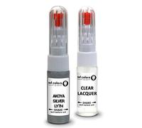 SD COLORS AKOYA Silver LY7H Kit de réparation de stylo de retouche de peinture pour VW/Audi 20 ML avec pinceau à rayures Code couleur LY7H Argenté AKOYA (peinture + vernis)