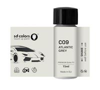 SD COLORS Atlantic Grey C09 Peinture de retouche 15 ML pour réparer les rayures et les éclats Code couleur C09 Gris Atlantic (juste la peinture)