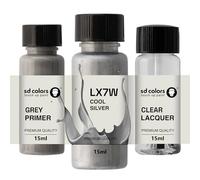 SD COLORS Cool Silver LX7W X7W P5 Peinture de retouche 15 ML pour réparer les rayures et les éclats Code couleur LX7W X7W P5 Argent froid (peinture + apprêt + vernis)