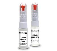 SD COLORS GRIGIO QUARZO 695A Kit de réparation de stylo de retouche de peinture compatible avec Fiat 20 ML Pinceau anti-rayures Code couleur 695A GRIGIO QUARZO (peinture + laque)